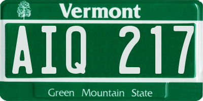 VT license plate AIQ217