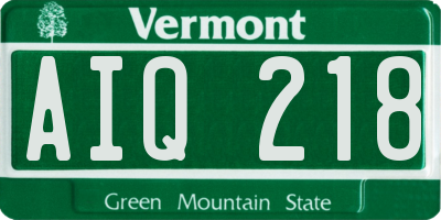 VT license plate AIQ218