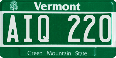 VT license plate AIQ220