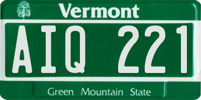 VT license plate AIQ221