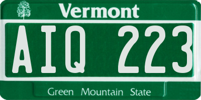 VT license plate AIQ223
