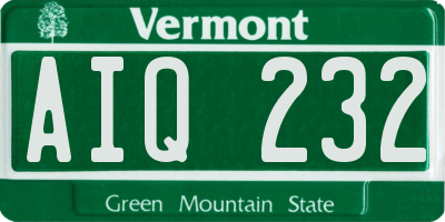 VT license plate AIQ232