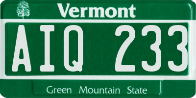 VT license plate AIQ233