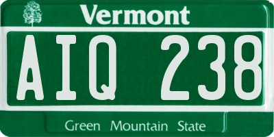 VT license plate AIQ238