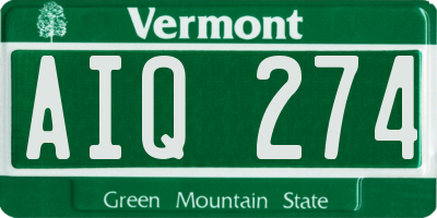 VT license plate AIQ274