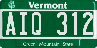 VT license plate AIQ312