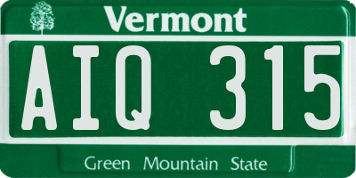 VT license plate AIQ315
