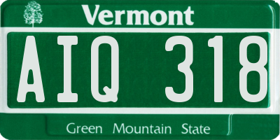 VT license plate AIQ318