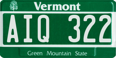 VT license plate AIQ322