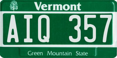 VT license plate AIQ357