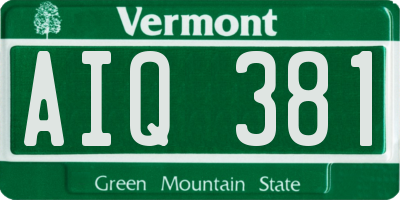 VT license plate AIQ381