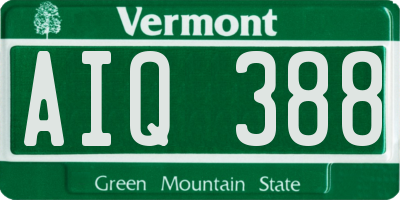 VT license plate AIQ388