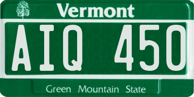 VT license plate AIQ450