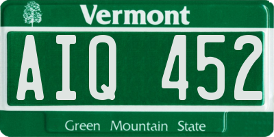 VT license plate AIQ452