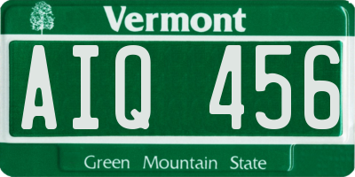 VT license plate AIQ456