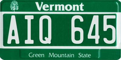 VT license plate AIQ645