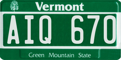 VT license plate AIQ670