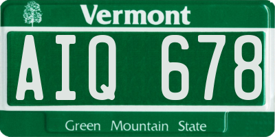 VT license plate AIQ678