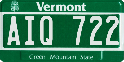 VT license plate AIQ722
