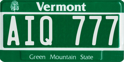 VT license plate AIQ777