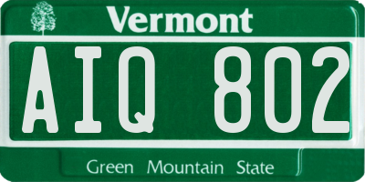 VT license plate AIQ802
