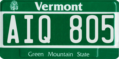 VT license plate AIQ805