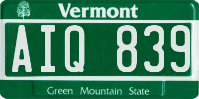 VT license plate AIQ839