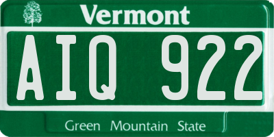 VT license plate AIQ922