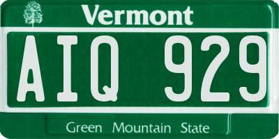 VT license plate AIQ929