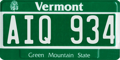 VT license plate AIQ934