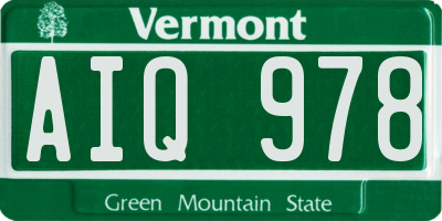 VT license plate AIQ978