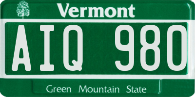 VT license plate AIQ980