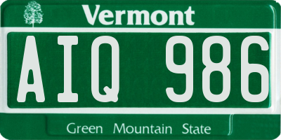 VT license plate AIQ986