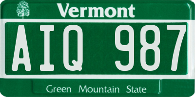 VT license plate AIQ987