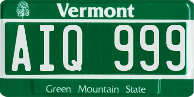 VT license plate AIQ999