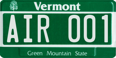 VT license plate AIR001