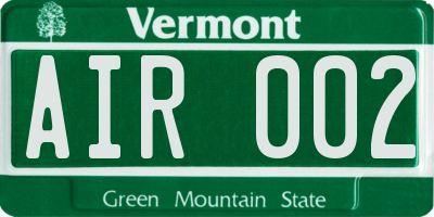 VT license plate AIR002