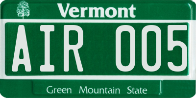 VT license plate AIR005