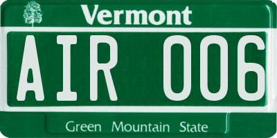 VT license plate AIR006