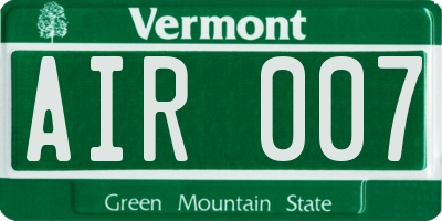 VT license plate AIR007