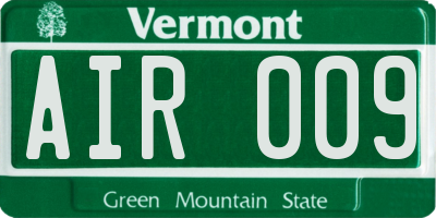 VT license plate AIR009