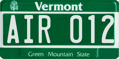 VT license plate AIR012