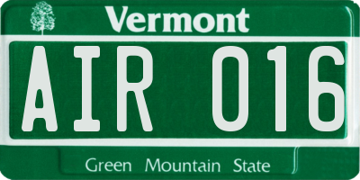 VT license plate AIR016