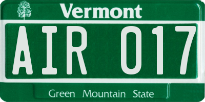 VT license plate AIR017