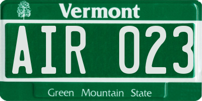 VT license plate AIR023