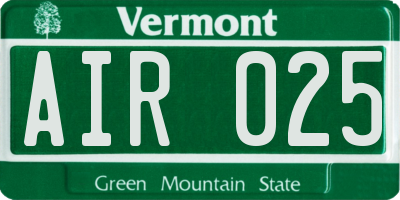 VT license plate AIR025
