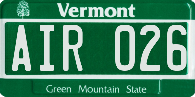 VT license plate AIR026