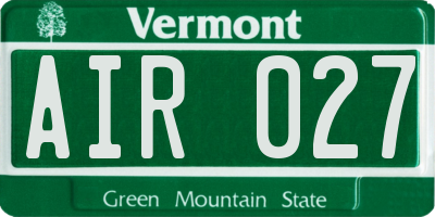 VT license plate AIR027