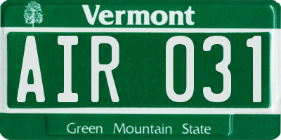 VT license plate AIR031