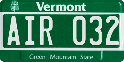 VT license plate AIR032